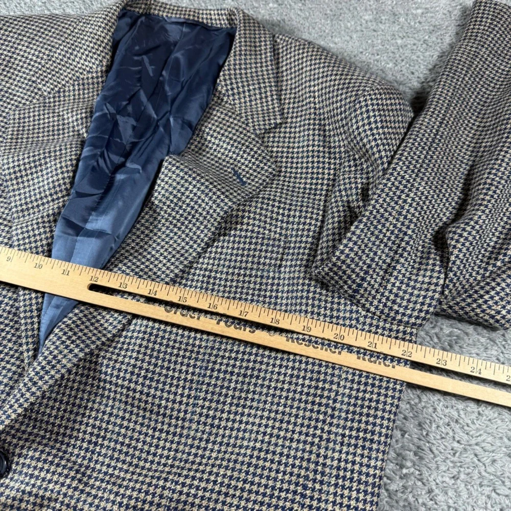 Hickey-Freeman Jacket Mens 41R Silk Linen Wool Houndstooth Sport Coat Blazer